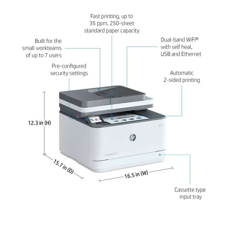 HP LaserJet Pro MFP 3102fdn Drucker, Laser, Monodruck, 1200 x 1200 DPI, A4, Direktdruck, Weiß