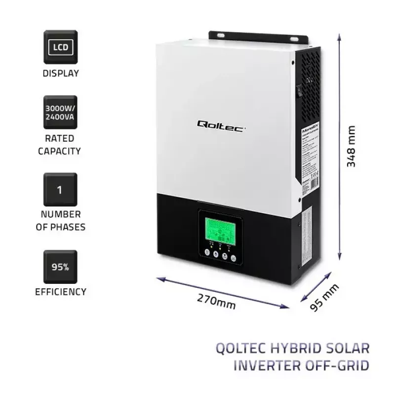 Hybrid-Off-Grid-Solarwechselrichter QOLTEC 3KVA 2,4kW 80A