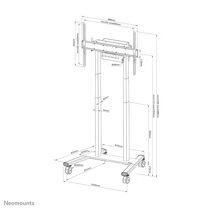 Neomounts FL55-875BL1 TV-Wagen 55-100 Zoll - motorisiert - TÜV