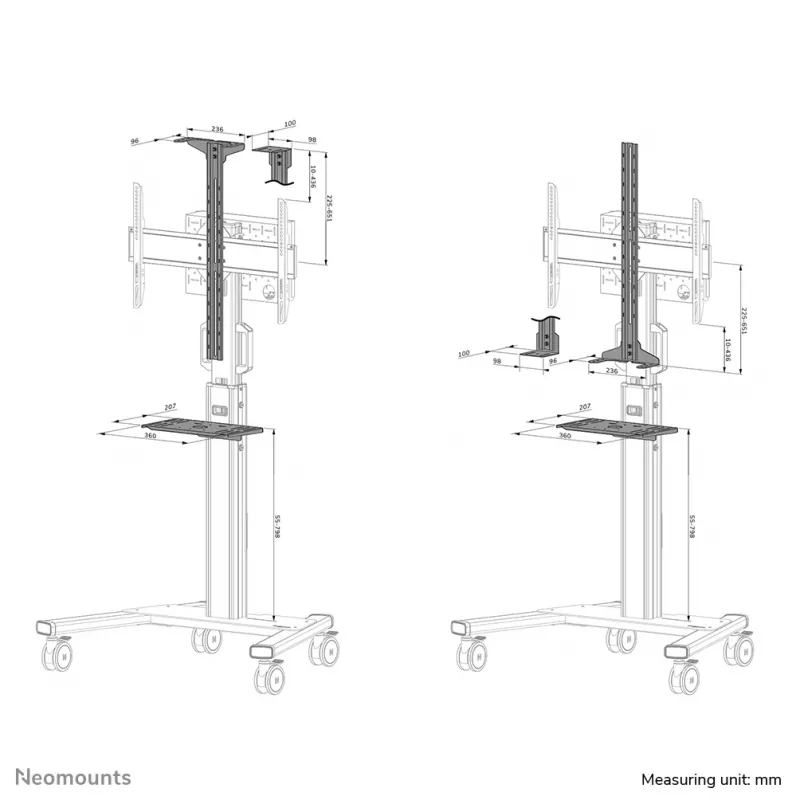 Neomounts Select AFLS-825BL1 Video- und Multimedia-Kit (Kameraablage, AV-Ablage, Logitech Rally Bar (Mini) Adapter) für FL50S-825BL1, max. 9 kg, Stahl, schwarz