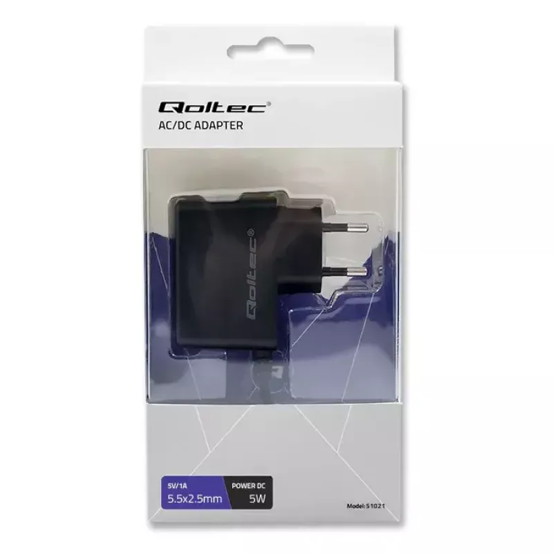 Qoltec 51021 Steckernetzteil 5 W, 5 V, 1 A, 5,5x2,5 mm