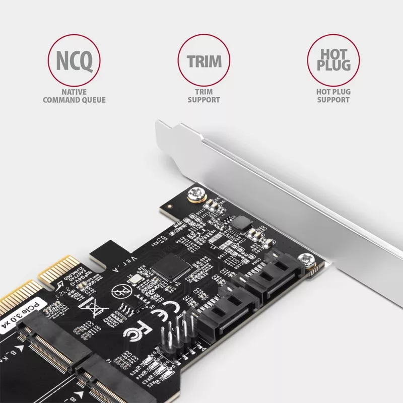 Axagon PCES-SA4M2 PCIe Controller 2x interner SATA 6G Port + M.2 B-Key Schnittstellenkarten/Adapter M.2, SATA