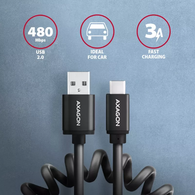 USB-Kabel Axagon BUCM-AM10TB USB 2.0 0,6 m USB-C USB-A Schwarz