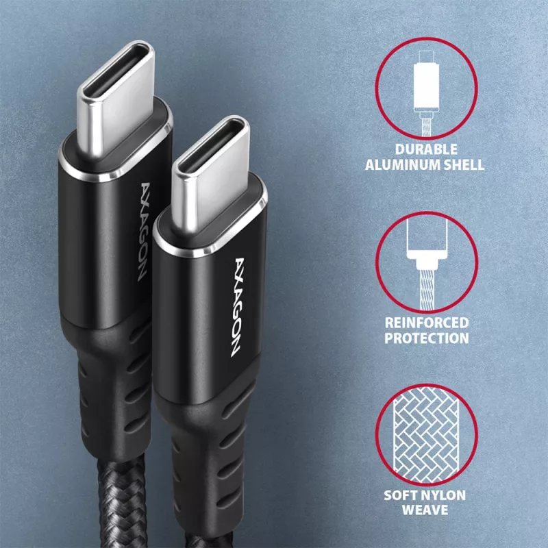 USB-Kabel Axagon BUCM-CM10AB USB 2.0 1m USB C Schwarz