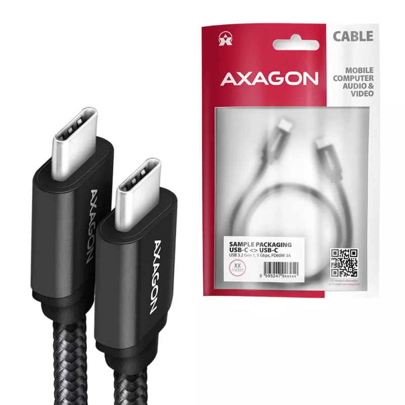 USB-Kabel Axagon BUCM-CM10AB USB 2.0 1m USB C Schwarz