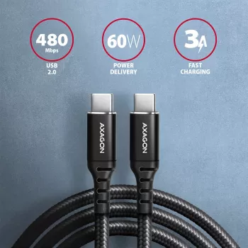 USB-Kabel Axagon BUCM-CM20AB 2m USB C Schwarz