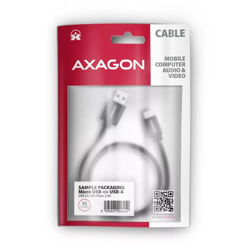 Axagon BUMM-AM10AB HQ Kabel Micro USB <-> USB-A, 1m, USB 2.0, 2,4A, ALU, Geflecht, schwarz