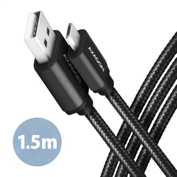 Axagon BUMM-AM15AB USB-Kabel USB 2.0 1,5 m Micro-USB B USB A Schwarz