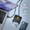 Axagon CRE-SM3N USB-A Smartcard-/ID-Karten-Flachlesegerät, USB 2.0, 1,3 m, Schwarz, 57 g