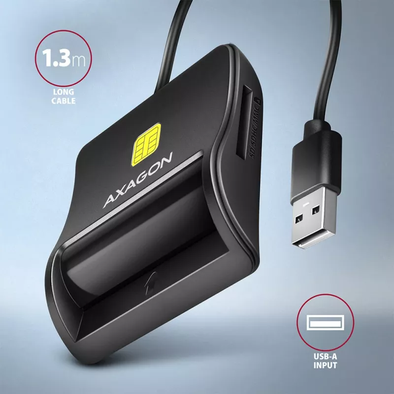 Axagon CRE-SM3SD USB Smartcard- & SD/microSD/SIM-Flachkartenleser Indoor USB 2.0 Schwarz