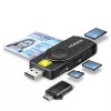 Axagon CRE-SMP2A USB Smartcard- & SD/microSD/SIM PocketReader Kartenleser Indoor USB Typ-A/USB Typ-C Schwarz