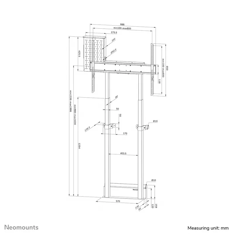 Neomounts WL55-875BL1 TV-Bodenständer 55-100 Zoll - Wand - motorisiert - TÜV