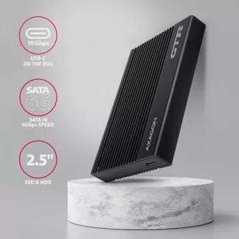HDD/SSD-Gehäuse Axagon EE25-GTR USB-C 3.2 Gen 2 Schwarz 2,5 Zoll