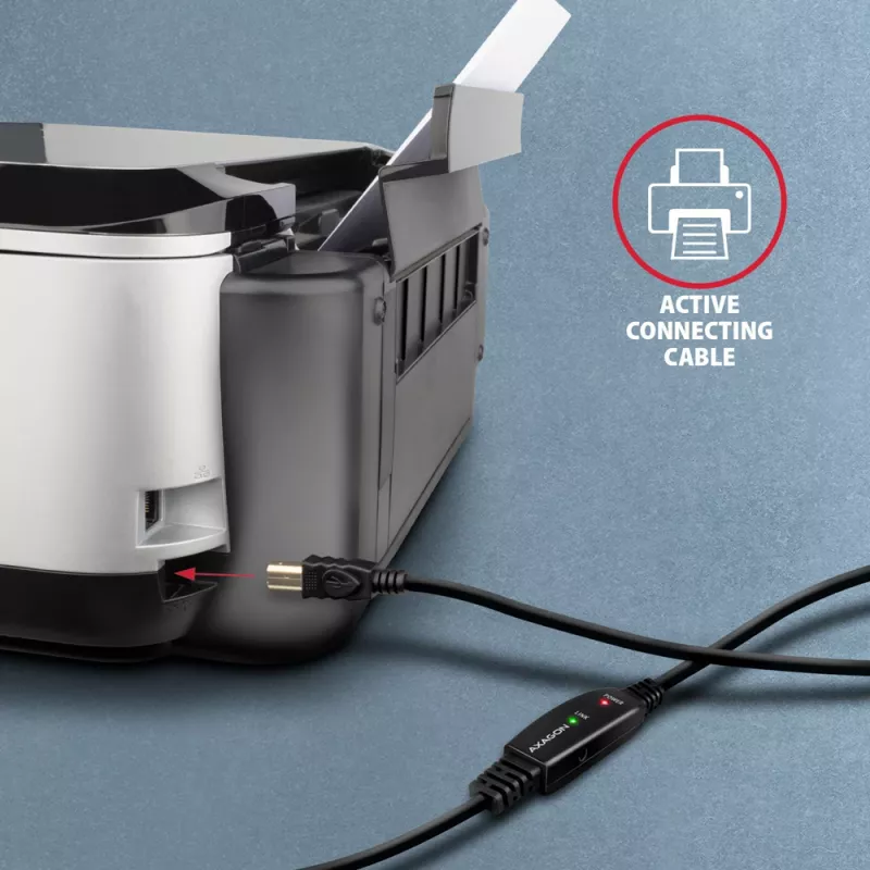 Axagon ADR-215B USB 2.0 A-M -> B-M aktives Verbindungs-/Repeaterkabel 15 m