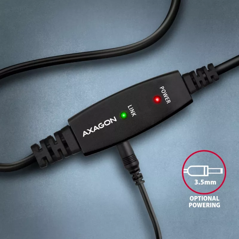 Axagon ADR-215B USB 2.0 A-M -> B-M aktives Verbindungs-/Repeaterkabel 15 m