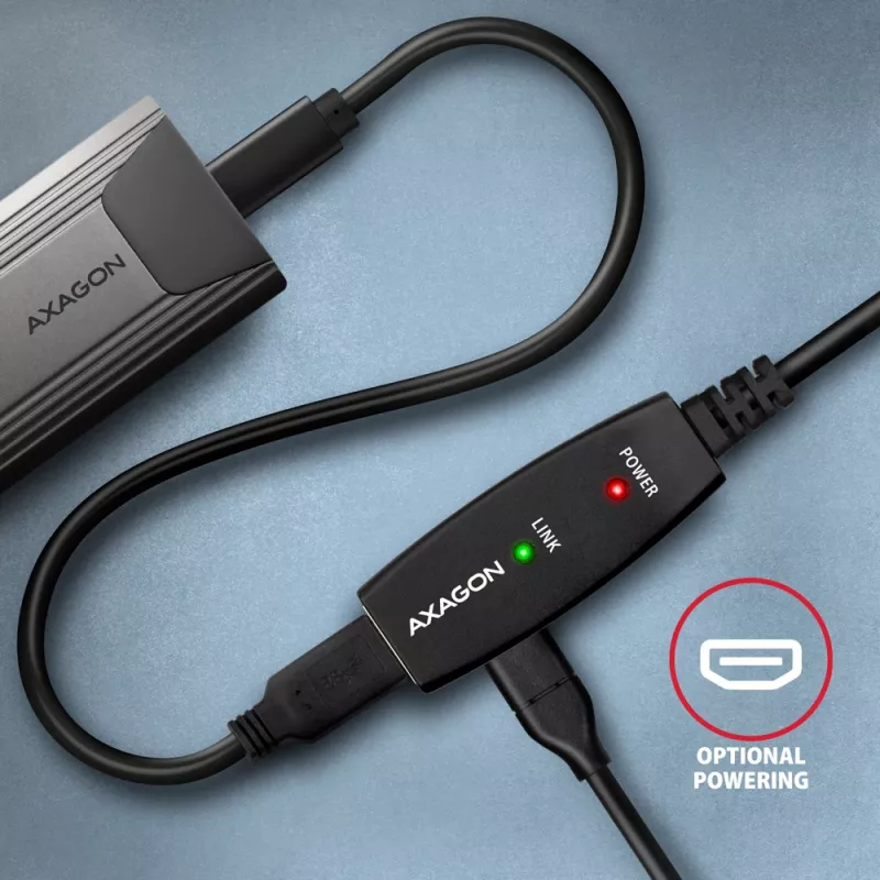 Axagon ADR-305 USB 3.2 Gen 1 A-M -> A-F aktives Verlängerungs-/Repeaterkabel 5 m