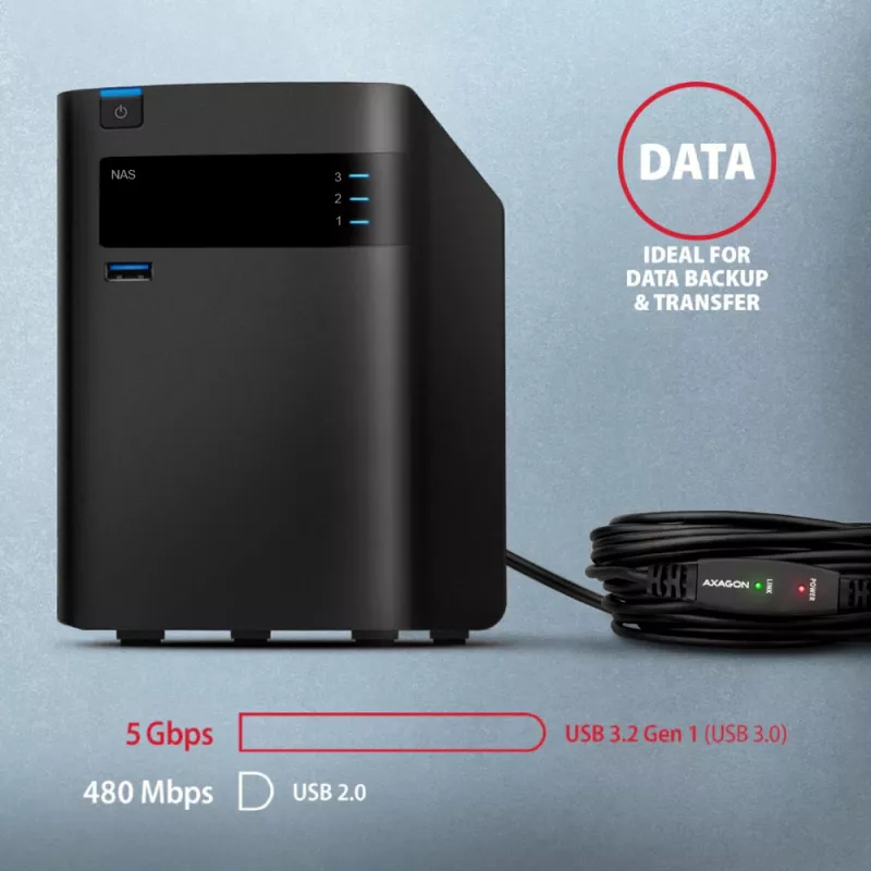 Axagon ADR-310 USB 3.2 Gen 1 A-M -> A-F aktives Verlängerungs-/Repeaterkabel 10m