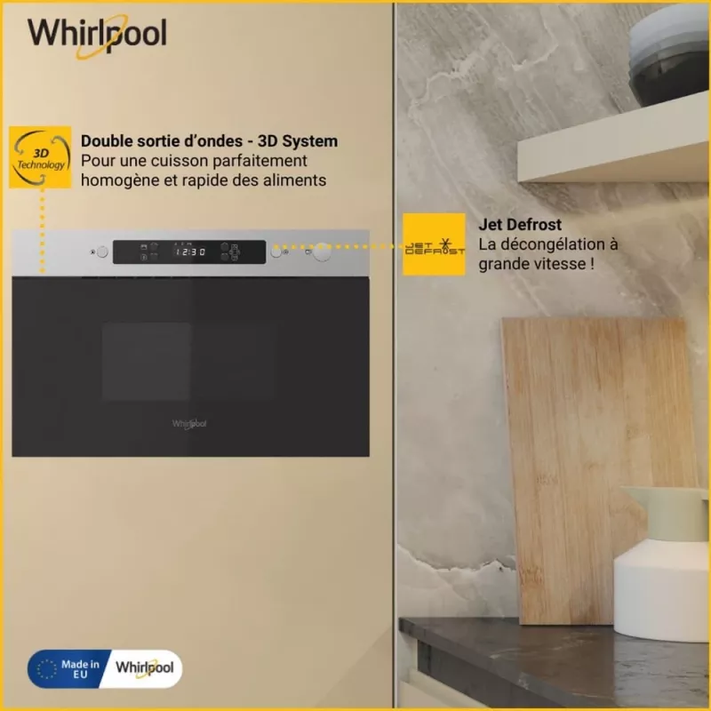 Einbaumikrowelle WHIRLPOOL MBNA900X — 750 W, 22 L, Edelstahl, Tastensteuerung, kein Grill