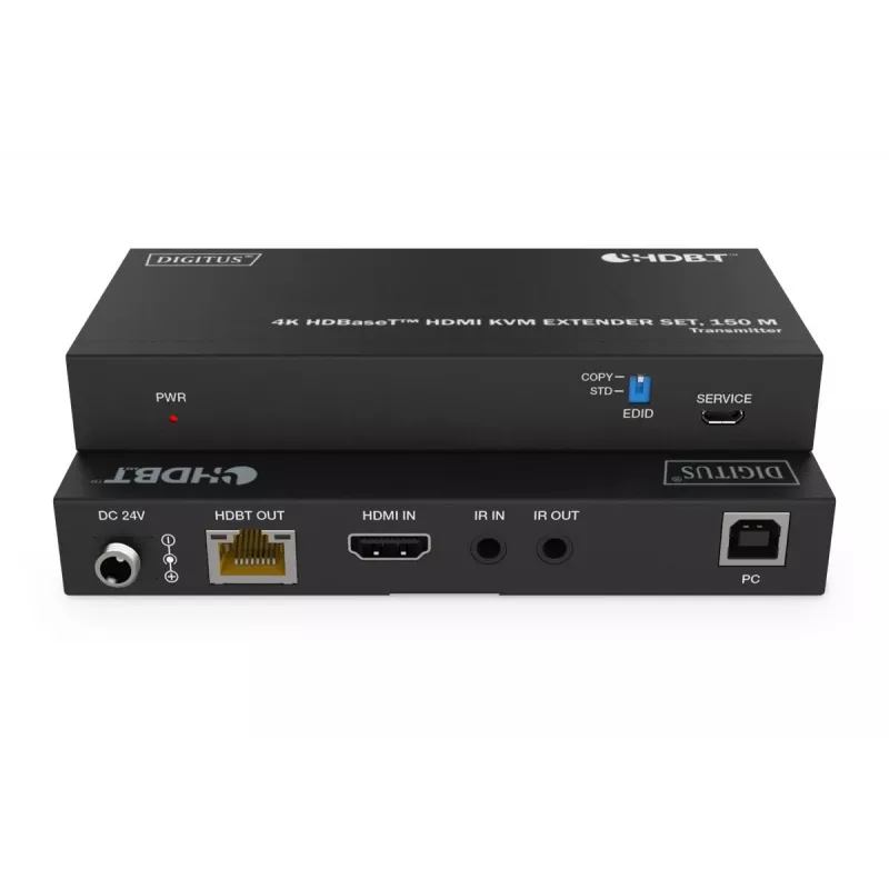 DIGITUS HDBaseT KVM Extender Set - 150m 4K/60Hz USB 1.1 PoC IR schwarz