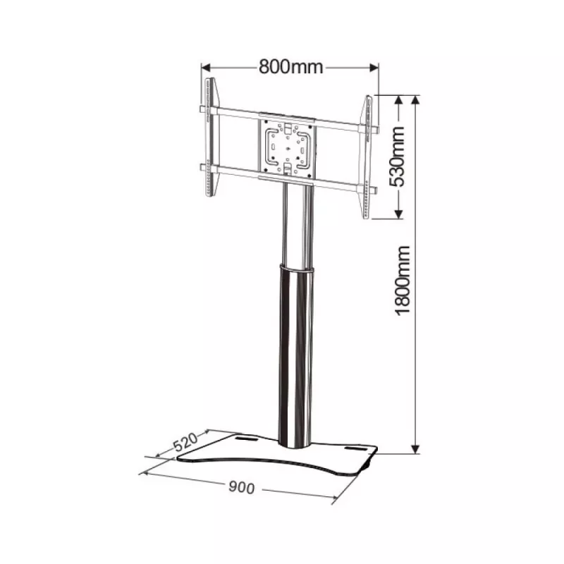 Techly ICA-TR39 TV-Standfuß, 32–70 Zoll, 40 kg, VESA 800x400, Schwarz/Silber