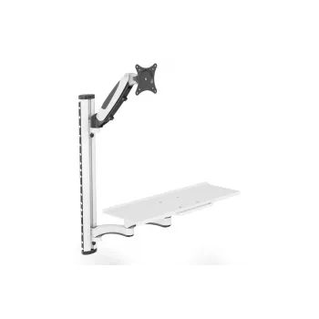 DIGITUS Workstation (Monitor. Tastatur. Maus) Wandhalterung 32 Zoll. 8 kg. VESA 75x75/100x100. Weiß/Schwarz