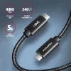 Axagon BUCM2-CM15AB Daten- und Lade-USB-Kabel 480 Mbit/s 1,5 m, PD 240 W, 5 A, schwarz geflochten