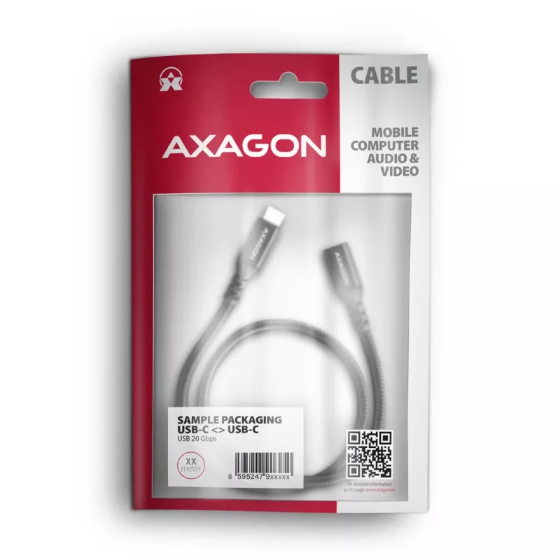 Axagon BUCM32-CF10AB SPEED+ USB-C USB 20Gbps Verlängerungskabel 1 m