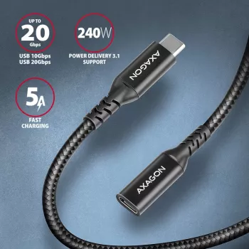 Axagon BUCM32-CF15AB SPEED+ USB-C USB 20Gbps Verlängerungskabel 1,5 m