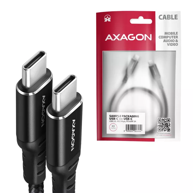 USB-Kabel Axagon BUCM-CM10AB 1m USB 2.0 USB C Schwarz