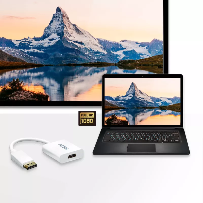 ATEN DisplayPort-zu-HDMI-Konverter, PC: bis UXGA / HDTV: bis 1080i,1080p
