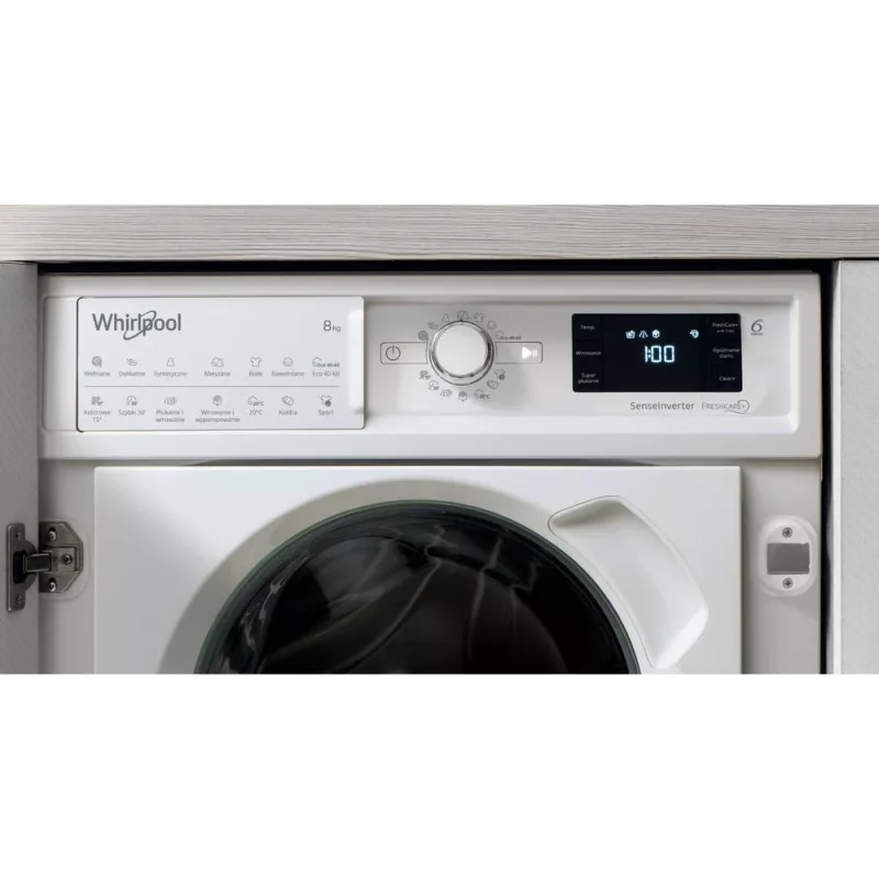 Whirlpool BI WMWG 81485 PL Einbau-Waschmaschine, Frontlader, 8 kg, 14 Programme, Energieklasse B, weiß
