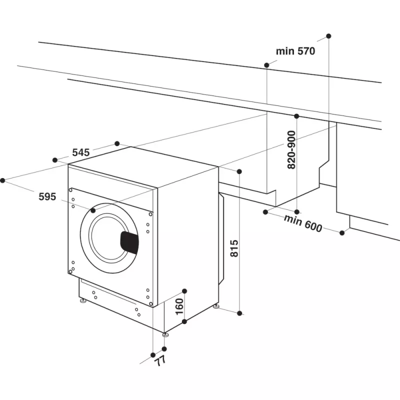 Whirlpool BI WMWG 81485 PL Einbau-Waschmaschine, Frontlader, 8 kg, 14 Programme, Energieklasse B, weiß