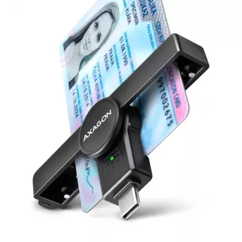 Axagon CRE-SMPC USB-C Smartcard-/Personalausweisleser PocketReader Smartcard-Lesegerät Innenbereich USB-Typ-C Schwarz