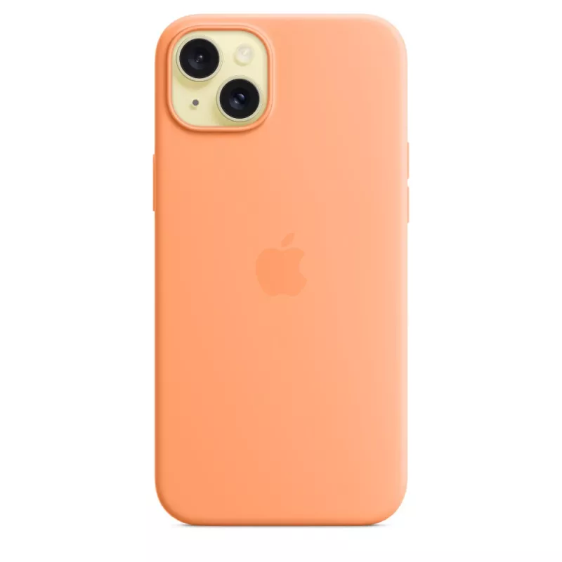 Apple Silikon Case mit MagSafe für iPhone 15 Plus Sorbet Orange