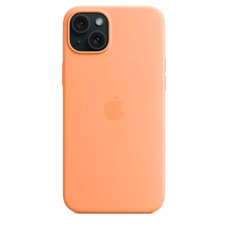 Apple Silikon Case mit MagSafe für iPhone 15 Plus Sorbet Orange