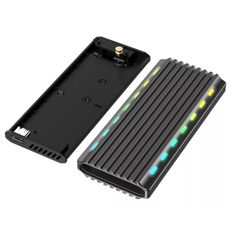 GEMBIRD EE2280-U3C-03 M.2-NVMe/SATA-SSD-Gehäuse, USB 3.1 Gen 2 (10 Gbit/s), USB Type-C, RGB, Aluminium