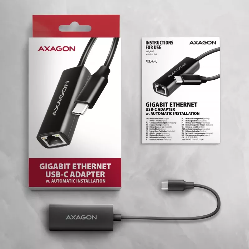 Axagon ADE-ARC USB-C 3.2 Gen 1 - Gigabit-Ethernet-Adapter, Realtek 8153