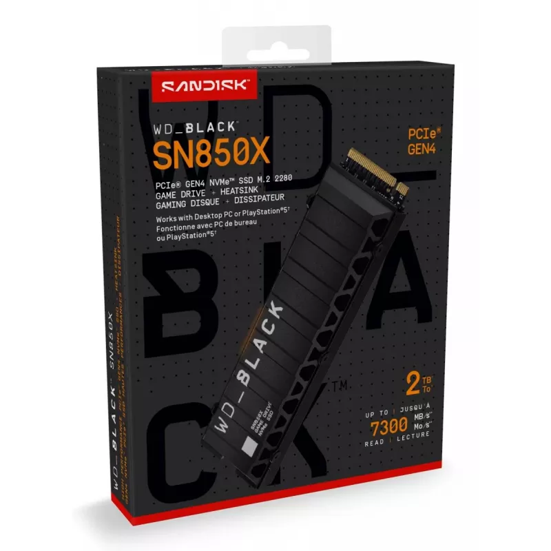 WESTERN DIGITAL SSD - WD_BLACK SN850X - 2 TB - PCIe Gen4 x4 - M.2 2280 - mit Kühlkörper