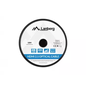 HDMI-Kabel LANBERG CA-HDMI-30FB-0100-BK 10 m, HDMI Typ A 2.1, 48 Gbit/s, 144 Hz, HDR, ARC, Ethernet