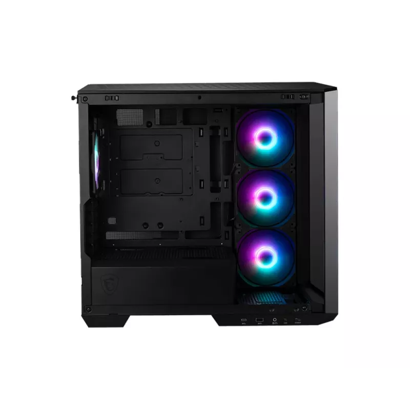 MSI MAG PANO M100R PZ Micro-Tower PC-Gehäuse, microATX/Mini-ITX, 270-Grad-Panorama-Hartglas, ARGB-Lüfter, USB-C, Schwarz
