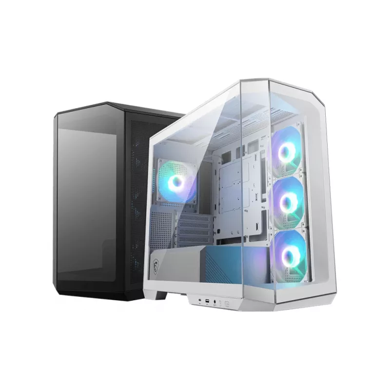 MSI MAG PANO M100R PZ Micro-Tower PC-Gehäuse, microATX/Mini-ITX, 270-Grad-Panorama-Hartglas, ARGB-Lüfter, USB-C, Schwarz