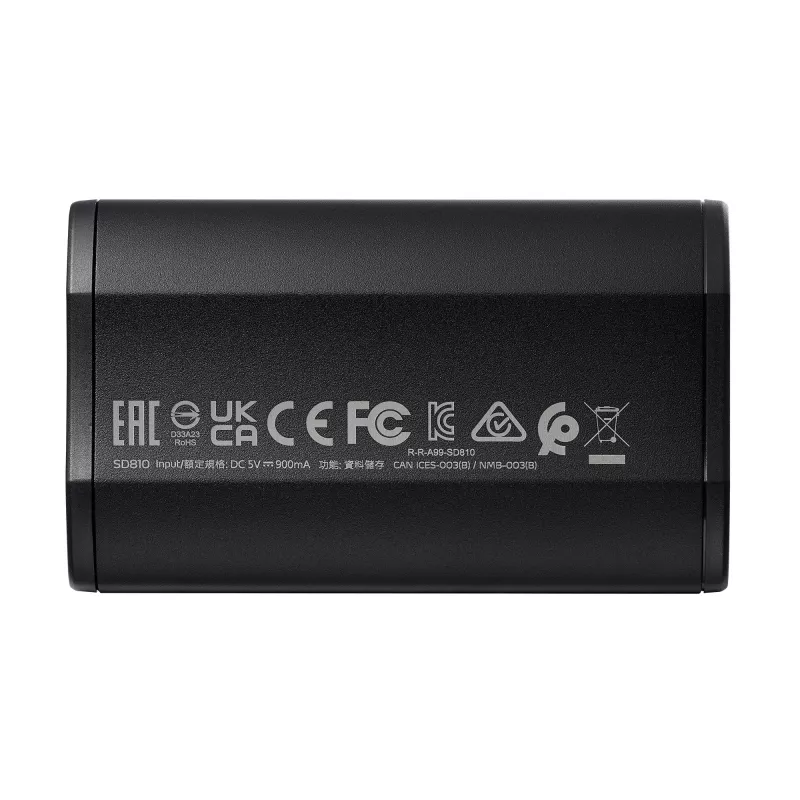 Tragbare SSD ADATA SD810 500 GB — USB Type-C, USB 3.2 Gen 2x2, 2000 MB/s, IP68, Aluminium, schwarz