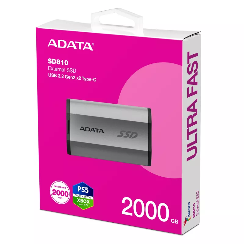 ADATA SD810 2 TB USB Type-C USB 3.2 Gen 2x2 Schwarz, Silver