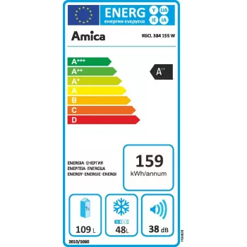 Amica FK200.4(E) freistehende Kühl-Gefrier-Kombination, 157 l (109 l + 48 l), Gefrierfach unten, Energieklasse E, weiß