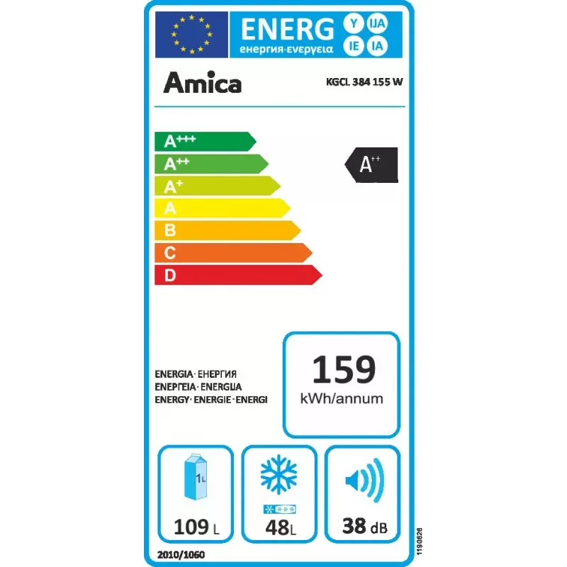 Amica FK200.4(E) freistehende Kühl-Gefrier-Kombination, Gefrierfach unten, 109 l Kühlteil + 48 l Gefrierteil, Energieklasse E, Weiß