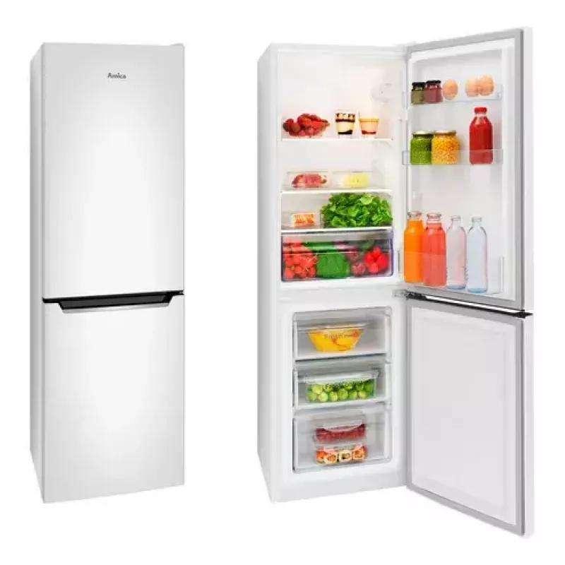 Amica FK200.4(E) freistehende Kühl-Gefrier-Kombination, Gefrierfach unten, 109 l Kühlteil + 48 l Gefrierteil, Energieklasse E, Weiß