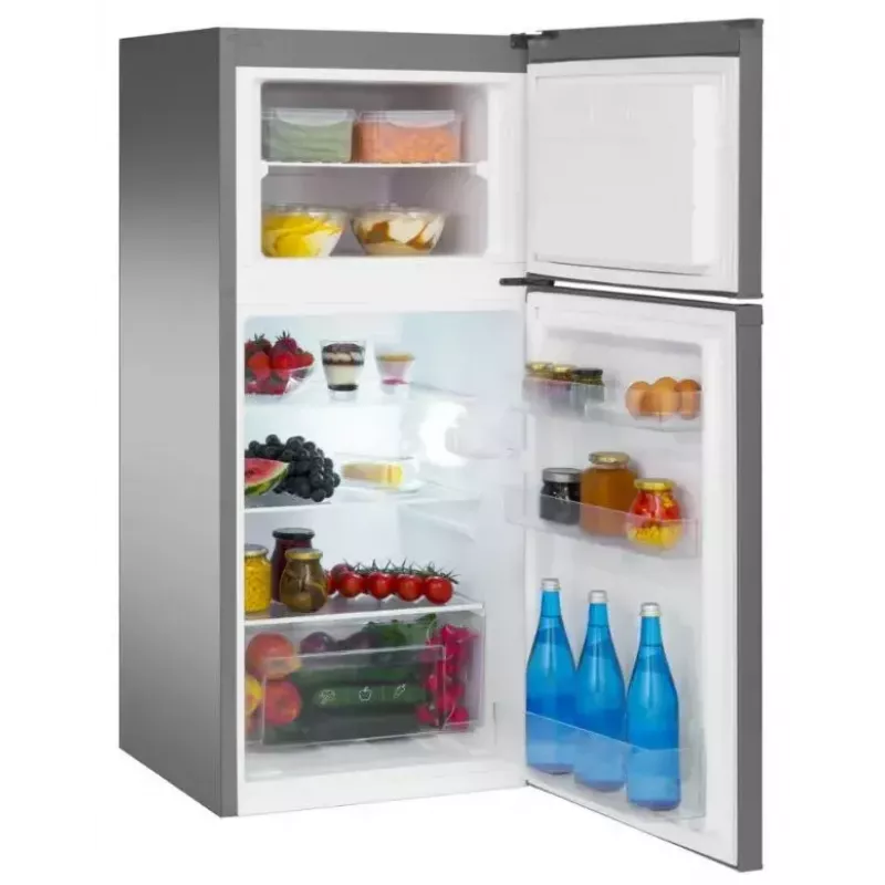 Freistehender Kühlschrank AMICA FD2015.4X(E) Silber, 200 L, Gefrierfach oben, LED, wechselbare Türanschläge