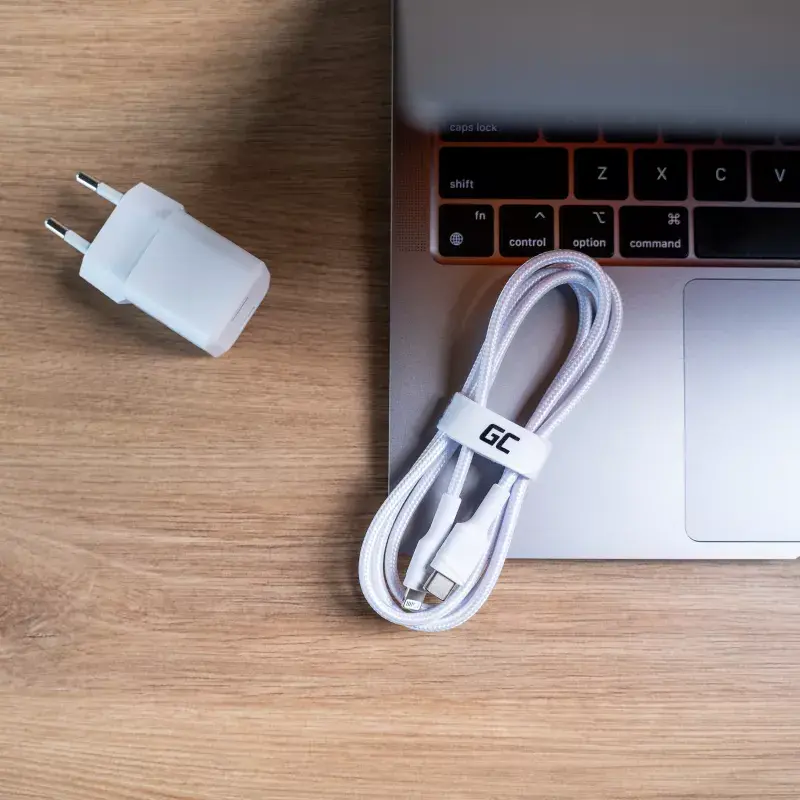 Green Cell PowerStream KABGC07W USB-C-auf-Lightning-Kabel, MFi, Power Delivery, 1 m, 29 W, weiß