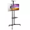 Techly ICA-TR216T mobiler TV-Rollwagen für 37–70 Zoll (bis 177,8 cm) Bildschirme, max. 50 kg, 2 Ablagen, Schwarz