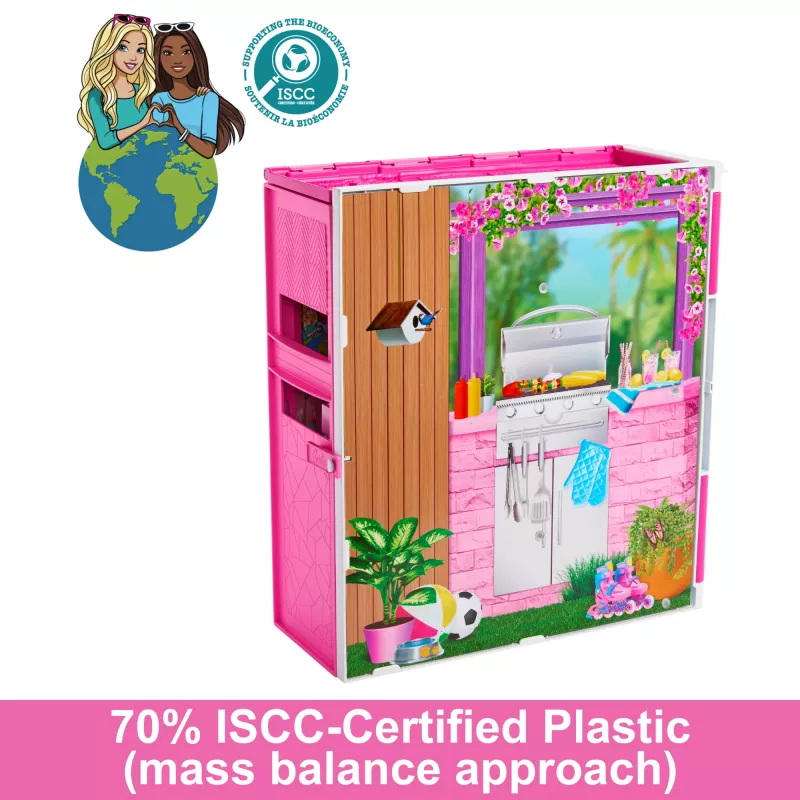 Barbie Getaway Puppenhaus mit Puppe, 4 Spielbereichen und 11 Dekozubehörteilen